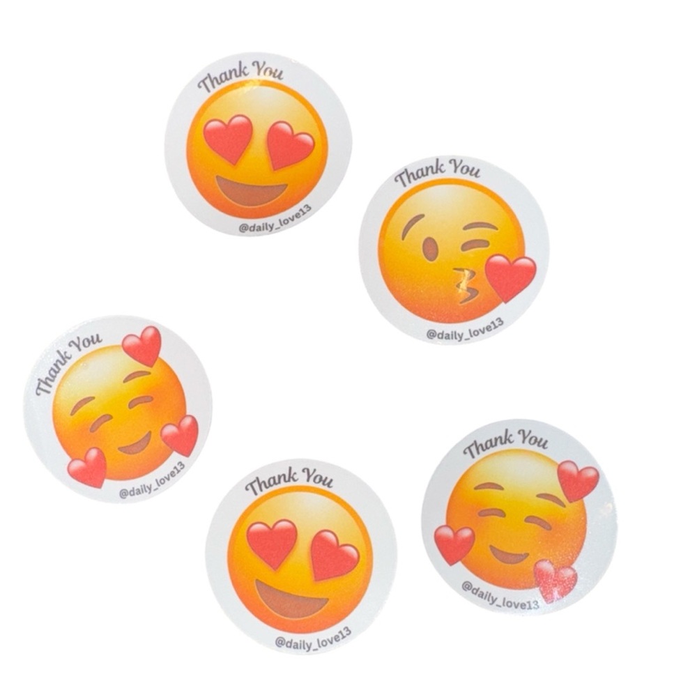 (50) Love Emoji Thank You Stickers-Waterproof